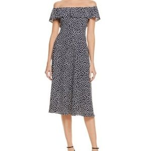 Betsey Johnson Dot-Print Off-The-Shoulder Dress
